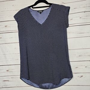 Express Navy and White Polka Dot Top